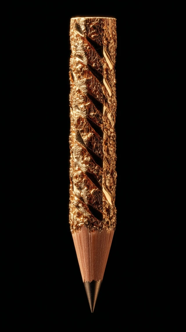 Golden Pencil on Black Background Photography