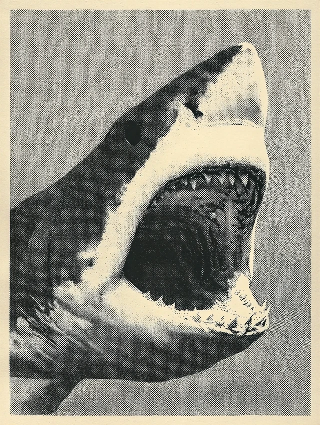 Vintage Halftone Shark Illustration