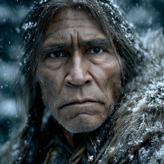 Native American Portrait in Winter