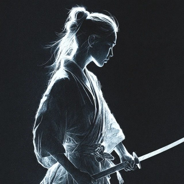 Elegant Samurai Woman with Sword Fantasy Art