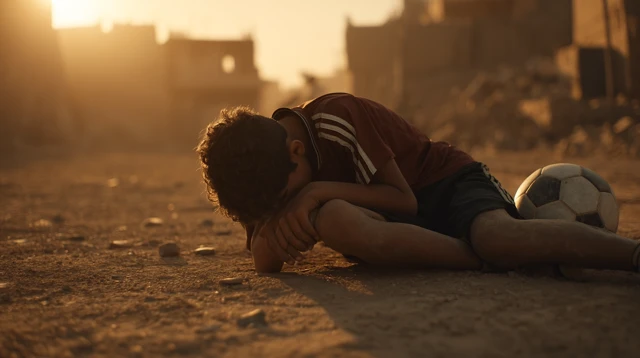 Iraqi Boy Injured Football Emotional Scene