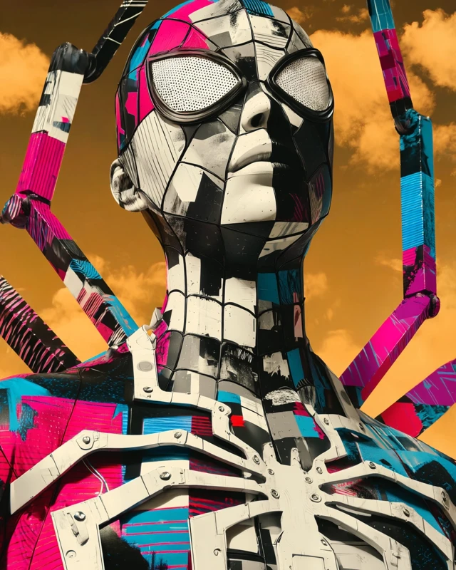 Cyborg SpiderMan in Futuristic Cybernetic Mech Suit