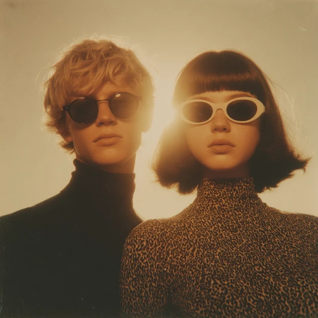 Retro 1960s Fashion Couple Analog Photograph