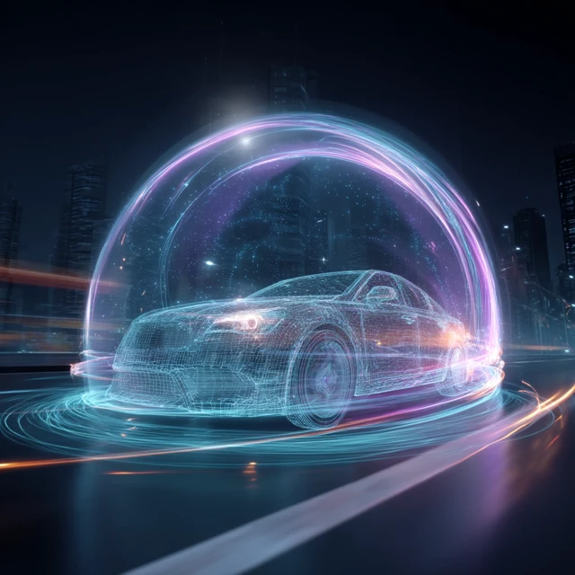 Futuristic Autonomous Vehicle Radar System Visualization
