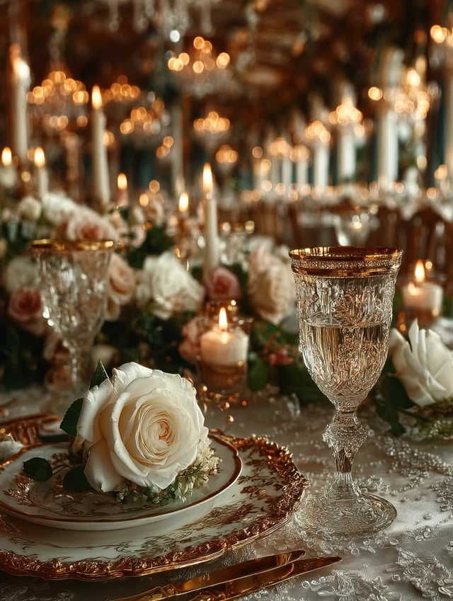 Elegant Banquet Hall Setting Luxurious Detail