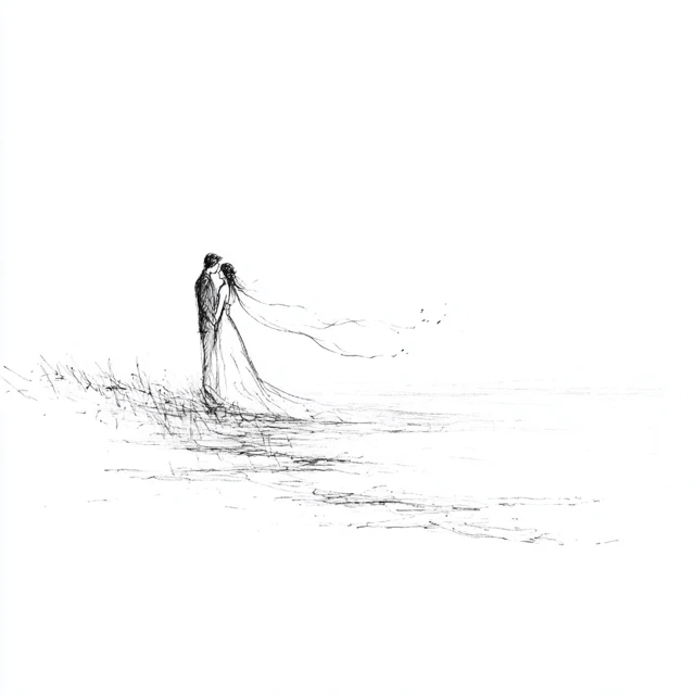 Minimalist Wedding Ink Line Drawing