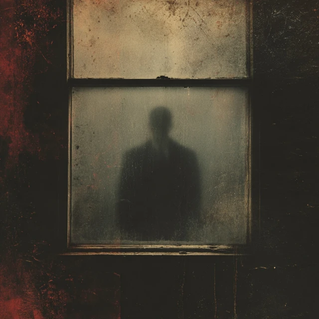 Vintage Horror Poster Silhouette in Window