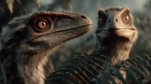 Velociraptor Pair Realistic Close Up