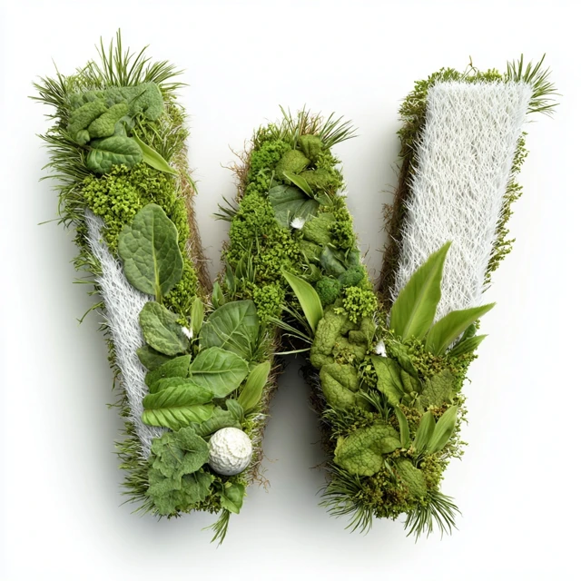 3D Letter W Made of Grass and Plants Nature Design