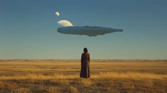 SciFi Scene Woman Steppe Spacecraft 1968 Film
