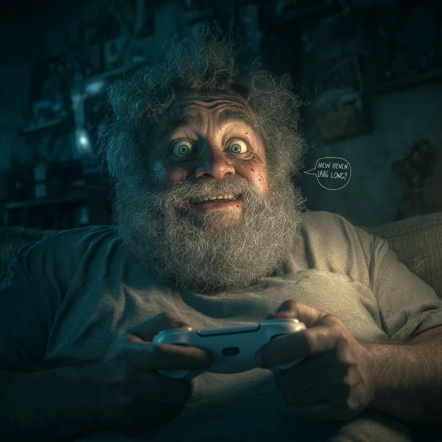 Gamer in Moms Basement Photo Realistic