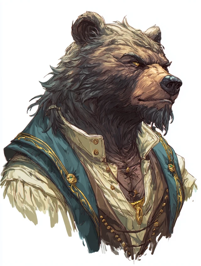 Bearfolk Sailor Portrait TTRPG Character Art