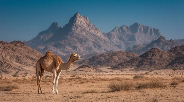 Camel in Saudi Arabia Desert Landscape