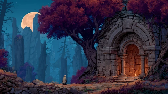 Pixel Art Fantasy Game Landscape