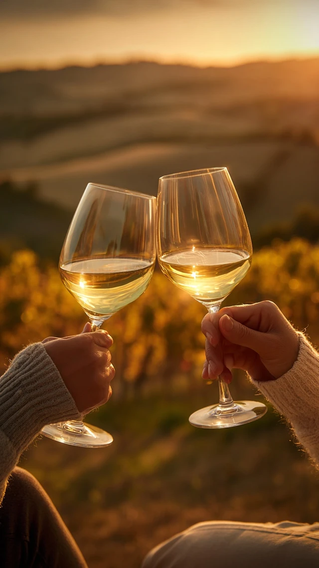 Tuscan Sunset Toast Wine Glasses Vineyard Romance