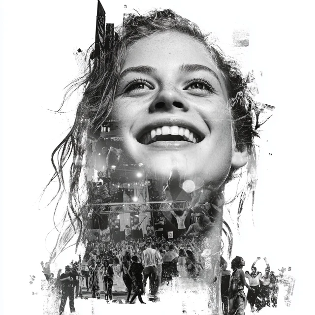 Double Exposure Girl Club Scene Ibiza Style