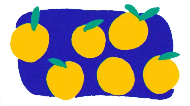 Peaches on a Blue Background Bright and Colorful Art
