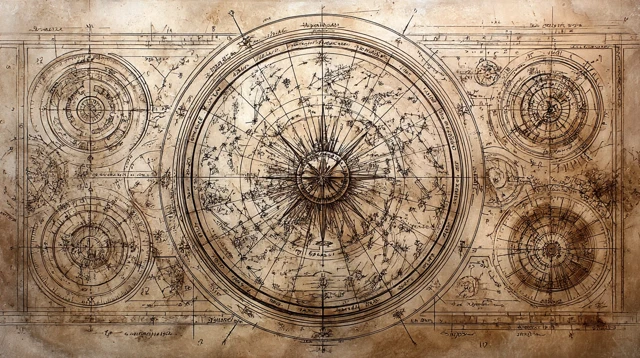 Almagest Constellation Drawing in Da Vinci Style