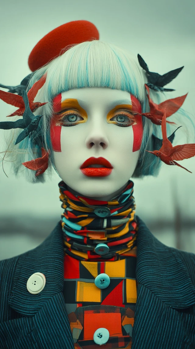 Artistic Portrait of a Woman with Birds