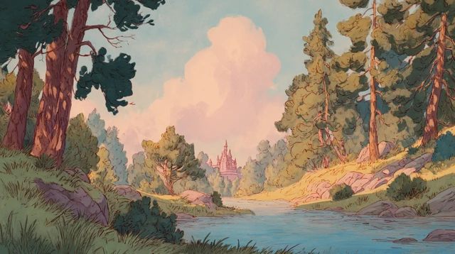 Classic Disney Animated Background Art Scene