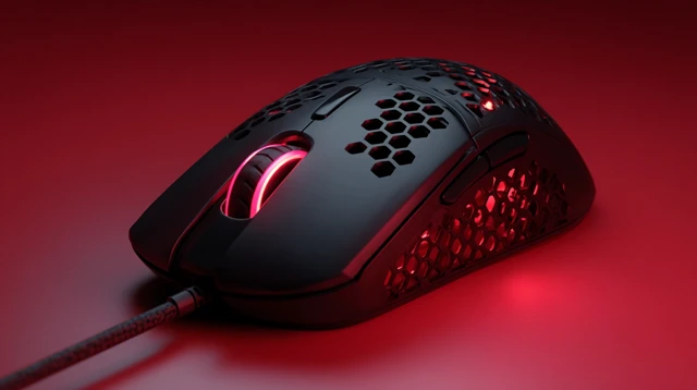 Gaming Mouse 3D Render Black Red Studio Lighting
