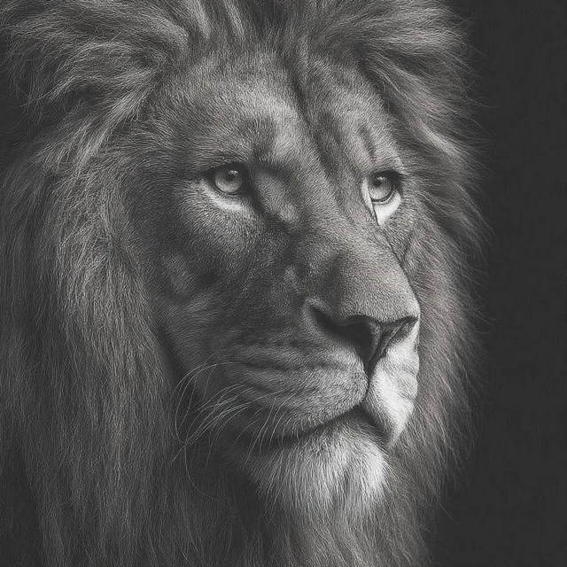Majestic Lion Portrait Black and White