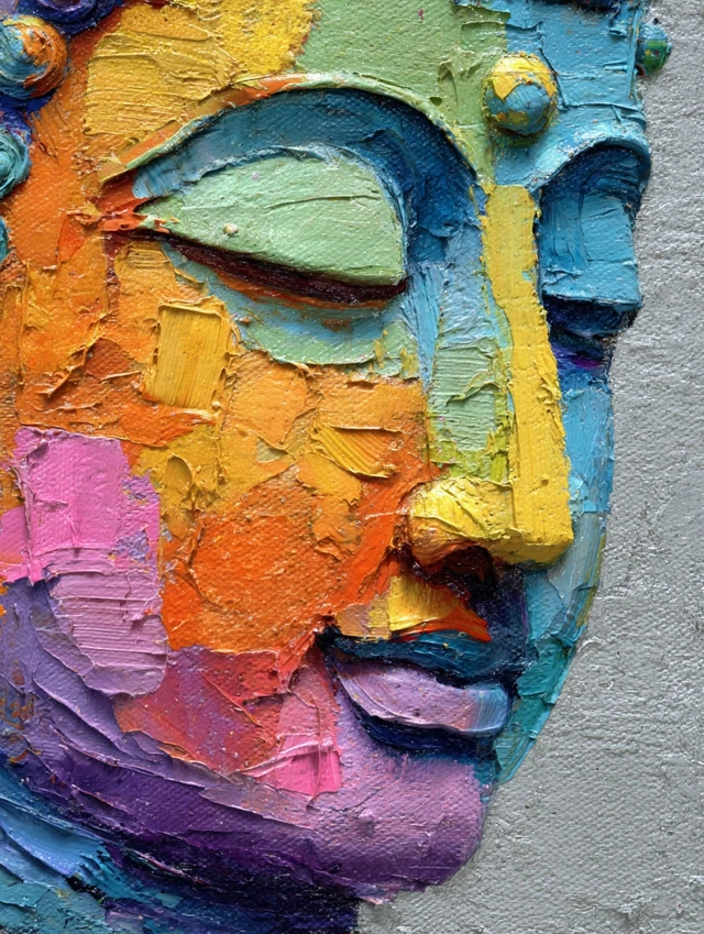 Rainbow Buddha Portrait Oil Painting