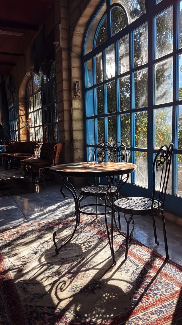 Cafe in Iran Empty Table and Chairs by the Window