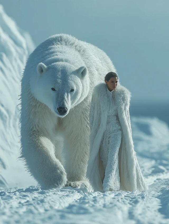 Polar Bear and Woman: Arctic Adventure