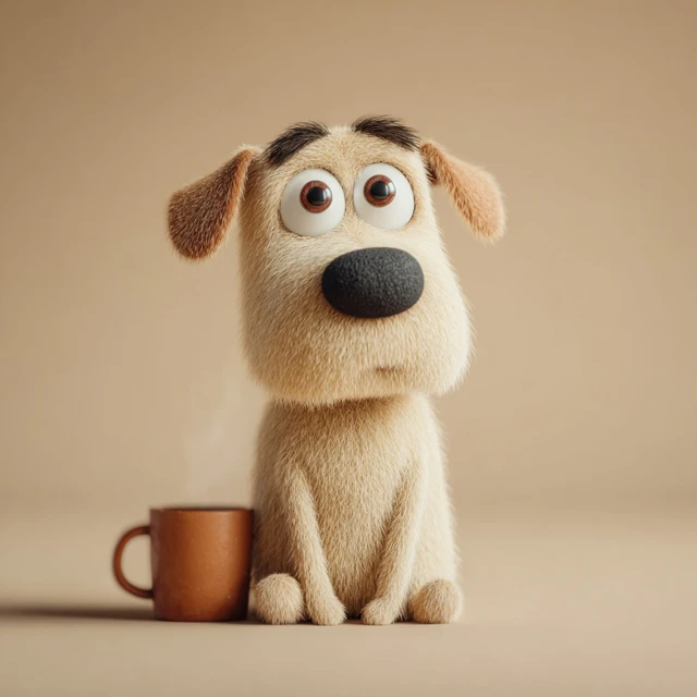 Dazed Labrador 3D Character with Mug