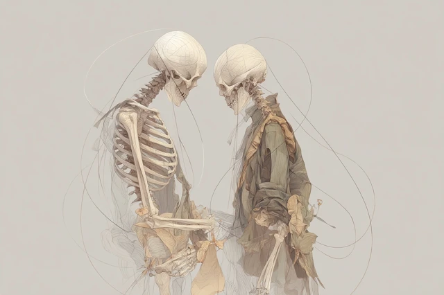 Skeleton Art Illustration of Life and Death