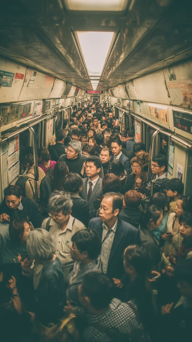 Rush Hour Subway Train Modern Urban Life