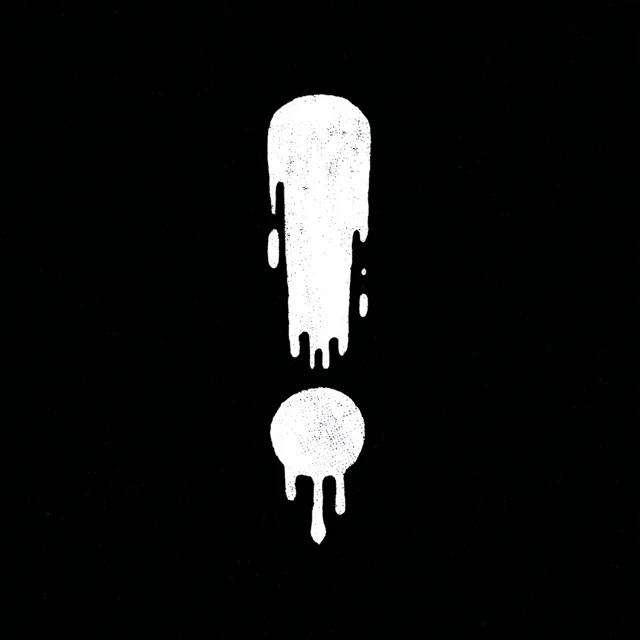 White Exclamation Mark Dripping Paint on Black