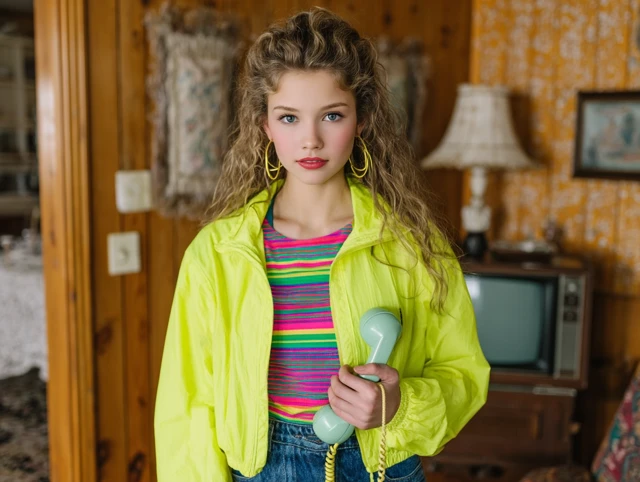 80s Retro Fashion Young Woman Vintage Photo