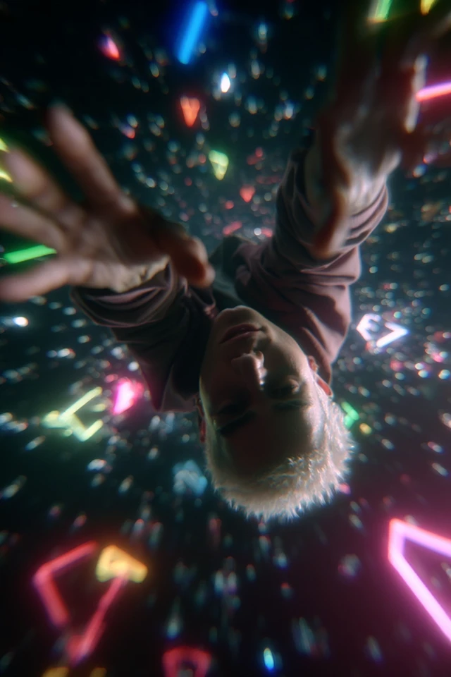 Dreamlike Cinematic Portrait Man In Neon Space