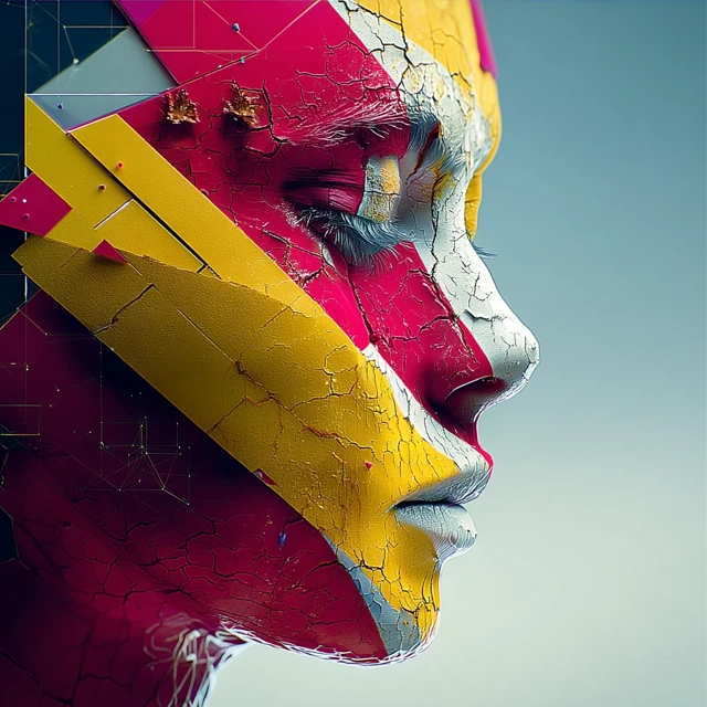Abstract Portrait Art Cracking Face