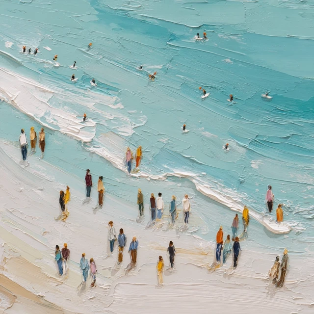 Beach Painting Matisse Inspired Aerial View People
