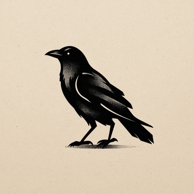 Minimalist Raven Icon Illustration