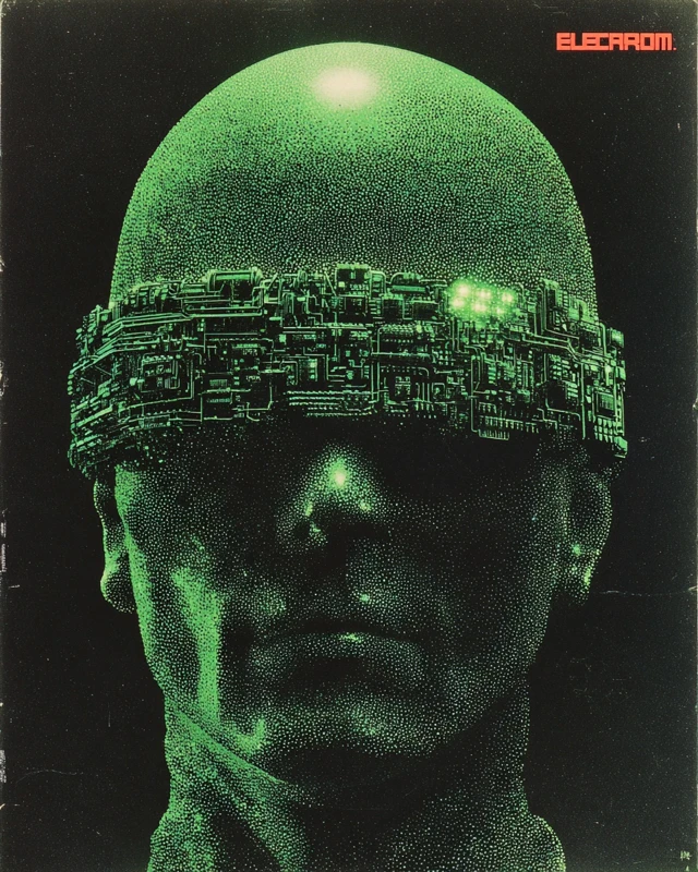 Retro SciFi Alien Poster Pointillism Art