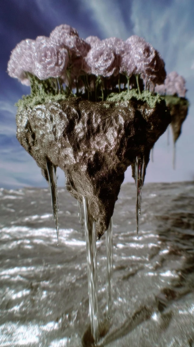 Floating Island in Space Surreal SciFi