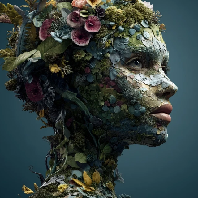 Woman Blends With Nature Dreamlike Portrait