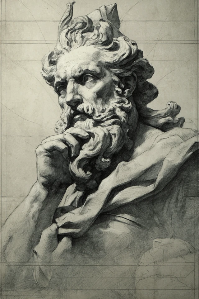 Greek God Statue Graphite Sketch Tattoo Art