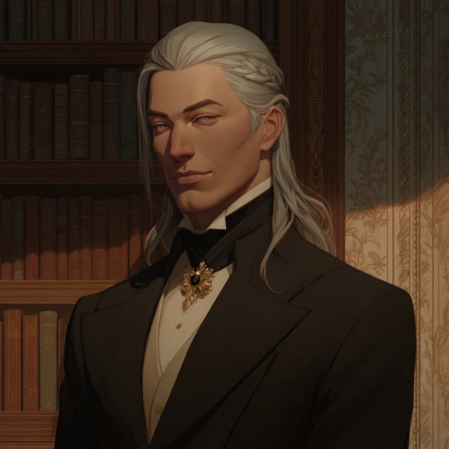 Elegant Scholar Portrait Anime Style
