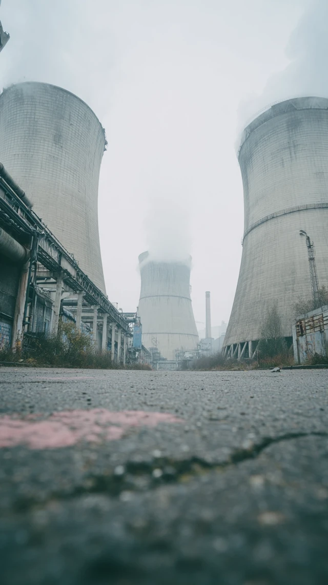 Deserted Industrial Outskirts Under Storm Clouds