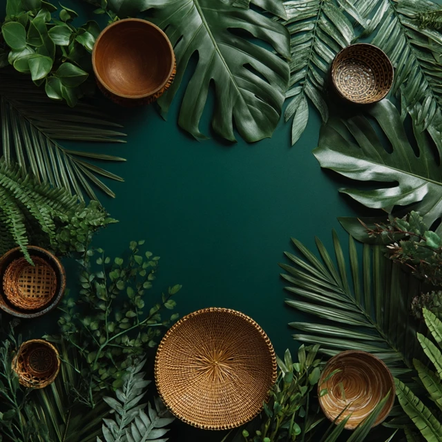 Jungle Flatlay with Empty Space