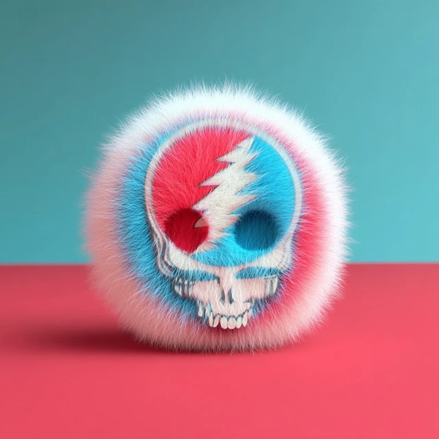 Fuzzy Skull Logo Design Red and Blue Colors