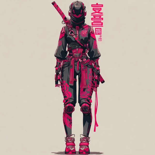 Cyberpunk Ninja Woman Comic Art