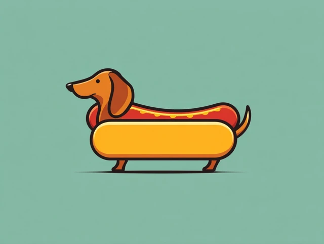 Dachshund Dog Hotdog Minimalist Logo Design