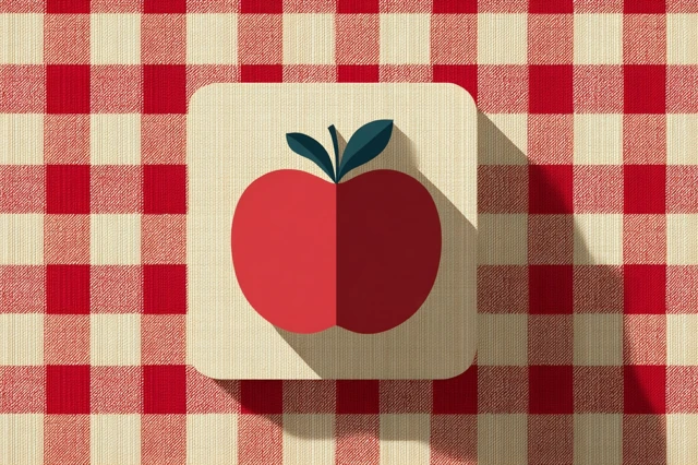 Retro Apple Design with Gingham Pattern Vintage Style