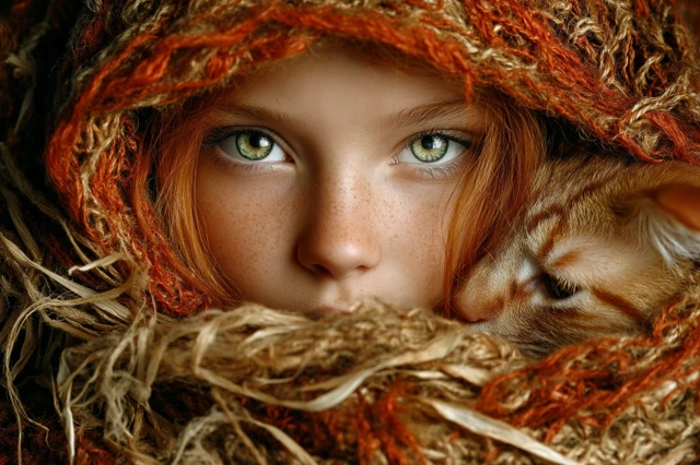 Redhead Girl with Cat Photography